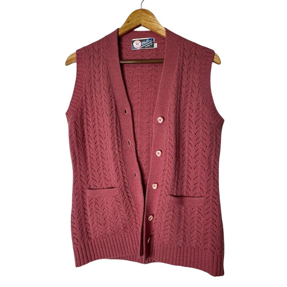 Women's Rose Button-Up Vintage Sweater Vest